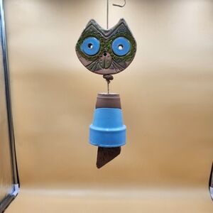 VINTAGE FUN whimsical garden decor unique gift  Pacific Stoneware Wind Chime CAT